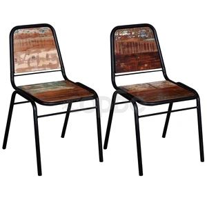 Трапезни столове, 2 бр, регенерирано дърво масив