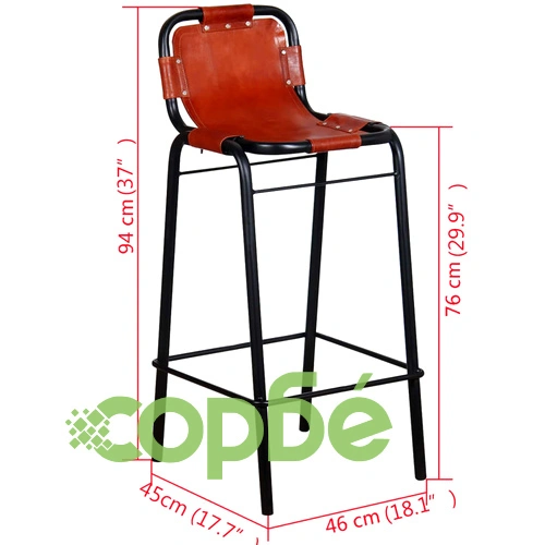 Бар табуретки, 2 бр, естествена кожа ➤ топ цена ➤ sorbe.bg