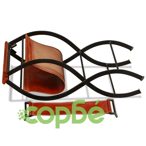 Сгъваеми столове, 2 бр, черно и кафяво, естествена кожа ➤ топ цена ➤ sorbe.bg
