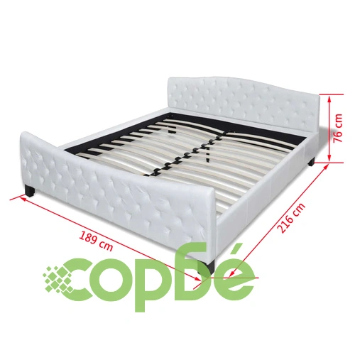 Рамка за легло, бяла, изкуствена кожа, 180x200 cм ➤ топ цена ➤ sorbe.bg