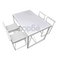 Трапезен комплект от 5 части, маса и 4 стола, бял