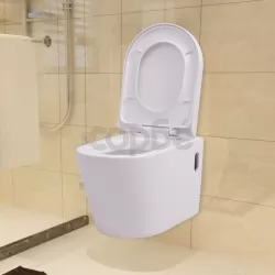 Окачена тоалетна чиния, керамична, бяла
