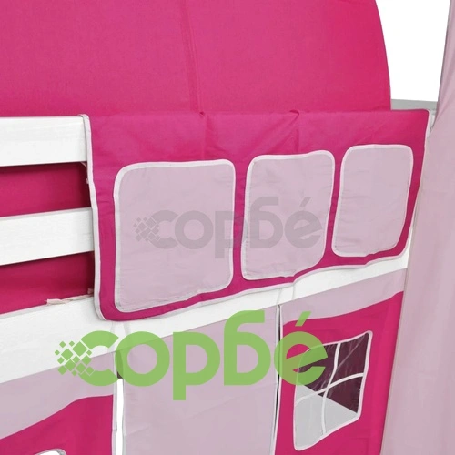 Детско легло, с пързалка и стълба, дърво, розово  ➤ топ цена ➤ sorbe.bg