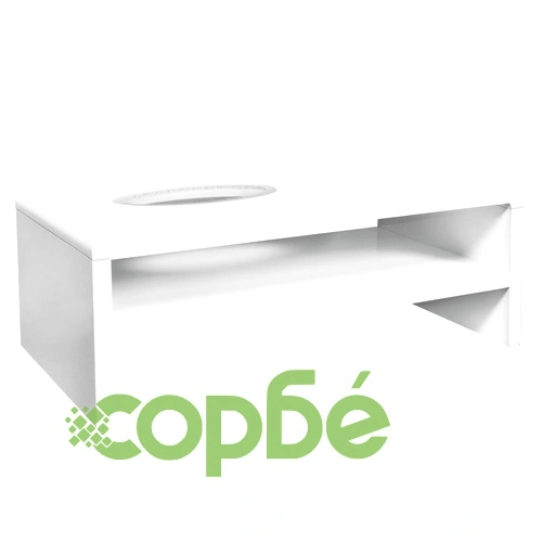 Маса за кафе, LED, силен гланц, бяла, 105х55х42 см ➤ топ цена ➤ sorbe.bg