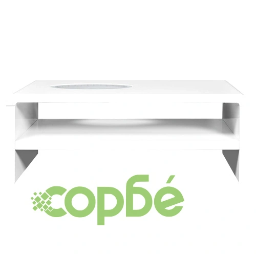 Маса за кафе, LED, силен гланц, бяла, 105х55х42 см ➤ топ цена ➤ sorbe.bg