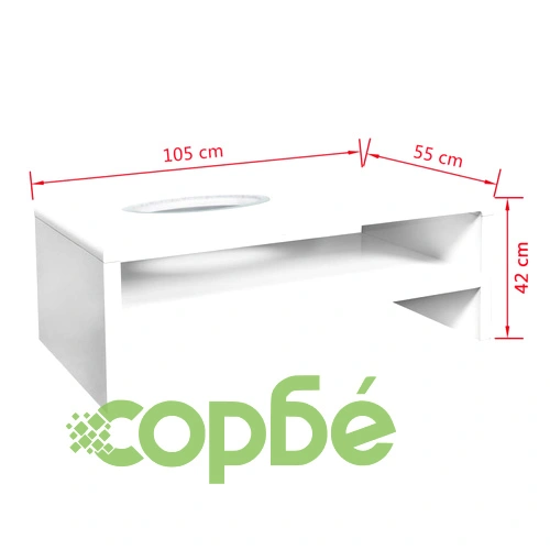 Маса за кафе, LED, силен гланц, бяла, 105х55х42 см ➤ топ цена ➤ sorbe.bg