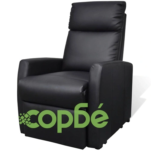 ТВ реклайнер, черен, изкуствена кожа ➤ топ цена ➤ sorbe.bg