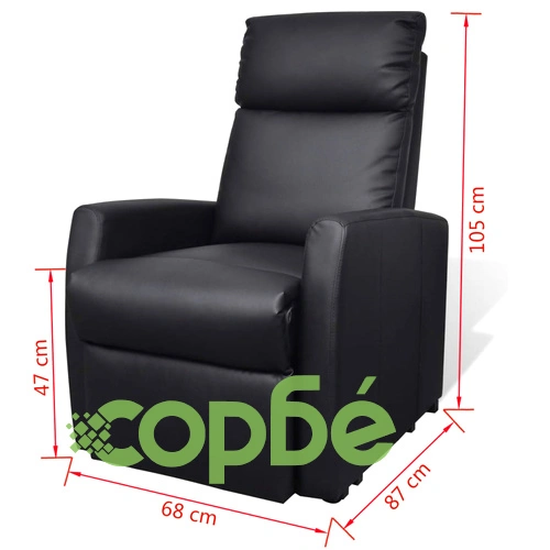 ТВ реклайнер, черен, изкуствена кожа ➤ топ цена ➤ sorbe.bg