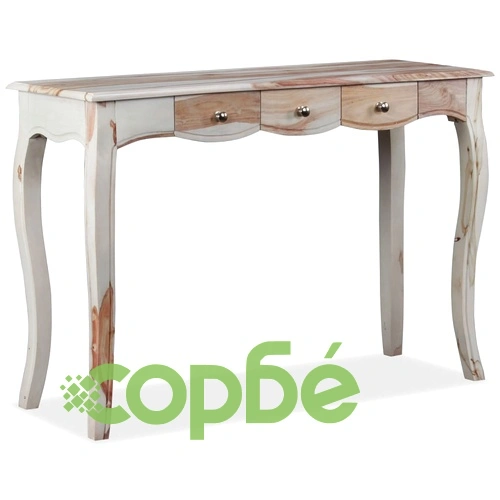 Конзолна маса с 3 чекмеджета, акация масив, 110x40x76 cм ➤ топ цена ➤ sorbe.bg