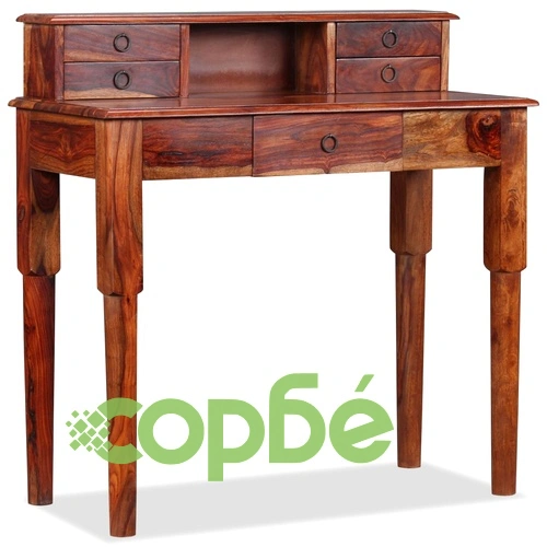 Бюро с 5 чекмеджета, акациево дърво масив, 90х40х90 см ➤ топ цена ➤ sorbe.bg