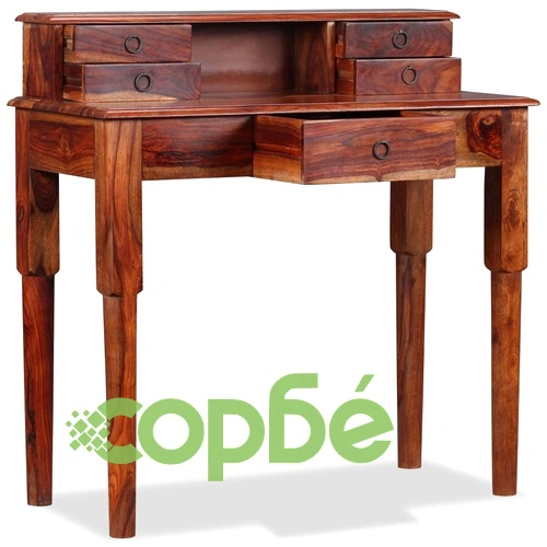 Бюро с 5 чекмеджета, акациево дърво масив, 90х40х90 см ➤ топ цена ➤ sorbe.bg