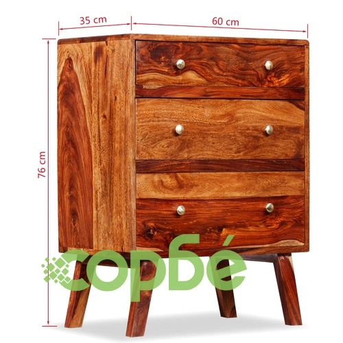 Страничен шкаф, акациево дърво масив, 60x35x76 cм ➤ топ цена ➤ sorbe.bg