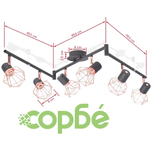 Таванна лампа с 6 LED диодни крушки 24 W ➤ топ цена ➤ sorbe.bg