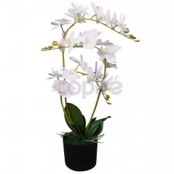Изкуствено растение орхидея със саксия, 65 см, бяло