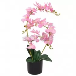 Изкуствено растение орхидея със саксия, 65 см, розова