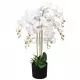 Изкуствена орхидея със саксия 75 см бяла