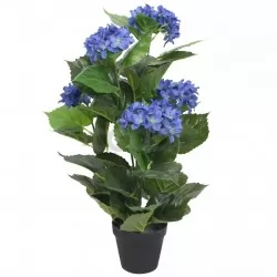 Изкуствено растение хортензия със саксия, 60 см, синя