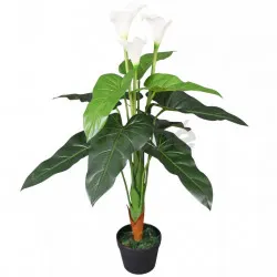 Изкуствено растение кала със саксия, 85 см, бяло