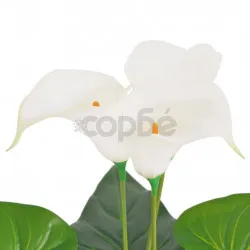 Изкуствено растение кала със саксия, 85 см, бяло