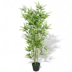 Изкуствено растение бамбук със саксия, 120 см, зелено