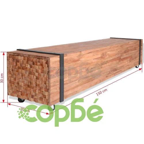 ТВ поставка, тиково дърво, 150x30x30 cм на топ цена от sorbe.bg ТВ поставка, тиково дърво, 150x30x30 cм ➤ топ цена ➤ sorbe.bg