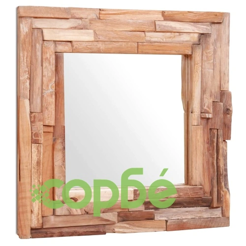 Декоративно огледало, тиково дърво, 60x60 см, квадратно ➤ топ цена ➤ sorbe.bg