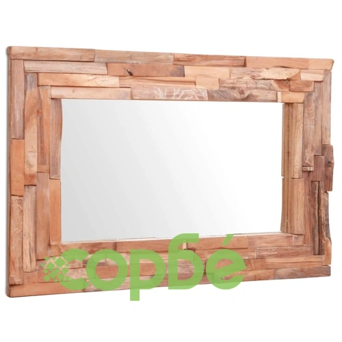 Декоративно огледало, тиково дърво, 90x60 см, правоъгълно ➤ топ цена ➤ sorbe.bg