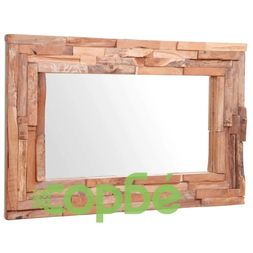 Декоративно огледало, тиково дърво, 90x60 см, правоъгълно ➤ топ цена ➤ sorbe.bg