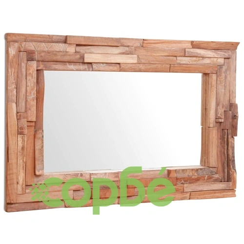 Декоративно огледало, тиково дърво, 90x60 см, правоъгълно ➤ топ цена ➤ sorbe.bg