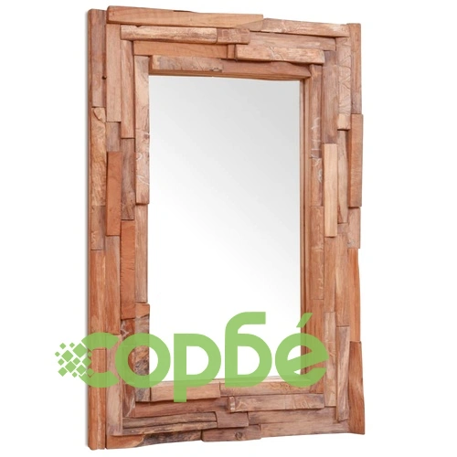 Декоративно огледало, тиково дърво, 90x60 см, правоъгълно ➤ топ цена ➤ sorbe.bg