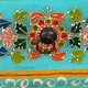 Шкаф за телевизор, мангово дърво масив, син, ръчно рисуван Шкаф за телевизор, мангово дърво масив, син, ръчно рисуван