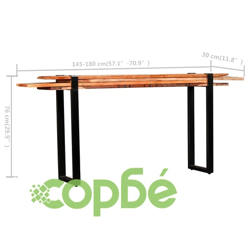 Конзолна маса, регенерирано дърво масив, регулируема  ➤ топ цена ➤ sorbe.bg