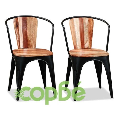 Трапезни столове, 2 бр, акациево дърво масив ➤ топ цена ➤ sorbe.bg