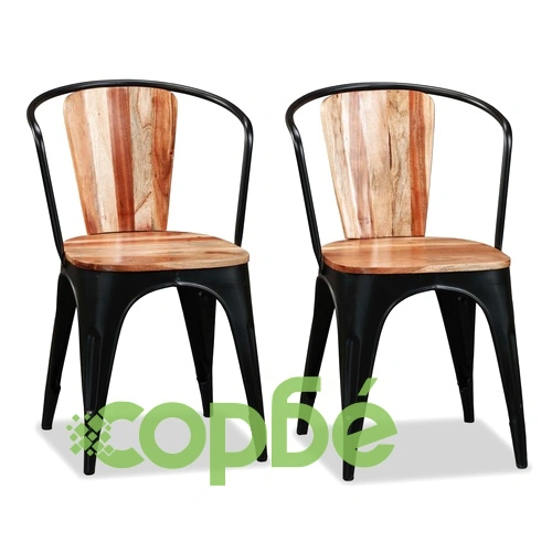 Трапезни столове, 2 бр, акациево дърво масив ➤ топ цена ➤ sorbe.bg