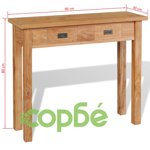Конзолна маса, масивно тиково дърво, 90x30x80 см ➤ топ цена ➤ sorbe.bg