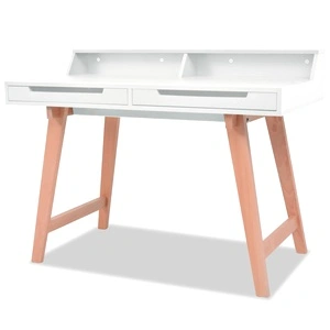 Бюро, MDF, бук, 110x60x85 см, бяло