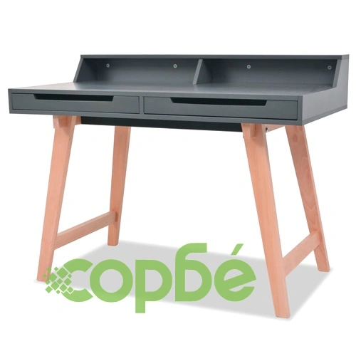 Бюро, MDF, бук, 110x60x85 см, сиво ➤ топ цена ➤ sorbe.bg