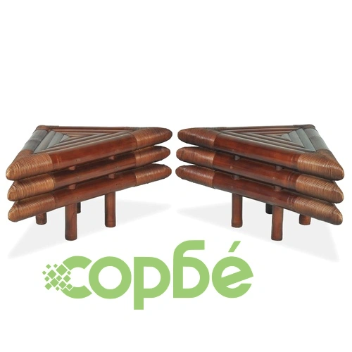 Нощни шкафчета, 2 бр, 60x60x40 см, бамбук, тъмнокафяви ➤ топ цена ➤ sorbe.bg