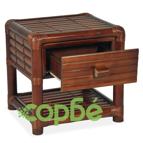 Нощно шкафче, 45x45x40 см, бамбук, тъмнокафяво ➤ топ цена ➤ sorbe.bg