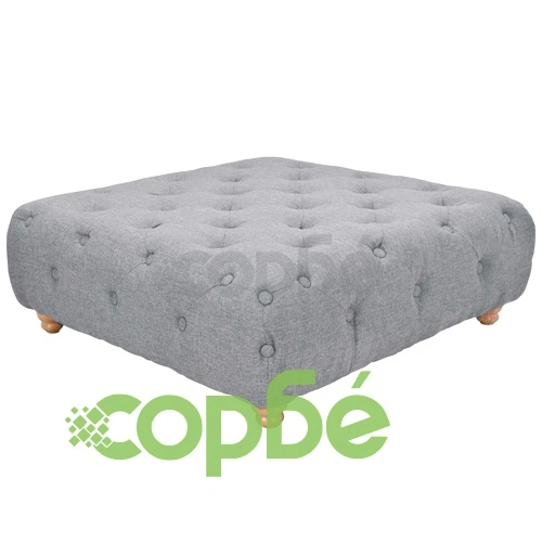 Пуф табуретка, текстил, 80x80x30 см, светлосива ➤ топ цена ➤ sorbe.bg