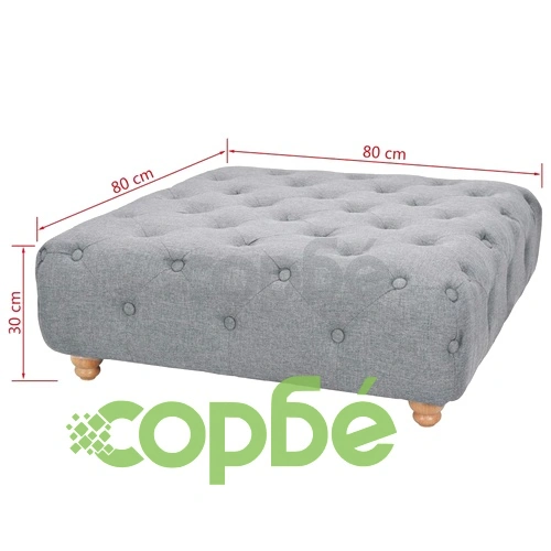 Пуф табуретка, текстил, 80x80x30 см, светлосива ➤ топ цена ➤ sorbe.bg