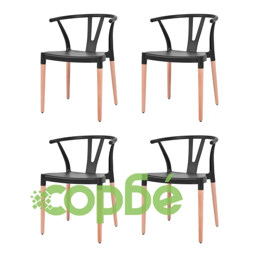 Трапезни столове, 4 бр, черни, пластмаса ➤ топ цена ➤ sorbe.bg