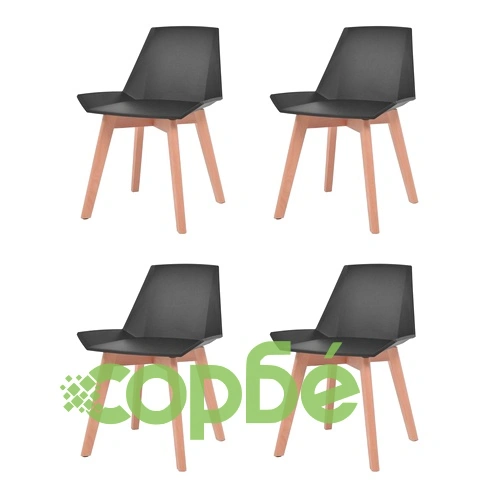 Трапезни столове, 4 бр, черни, пластмаса ➤ топ цена ➤ sorbe.bg