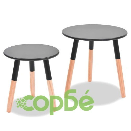 vidaX Комплект от 2 масички, иглолистна дървесина масив, черни ➤ топ цена ➤ sorbe.bg