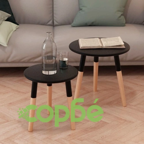 vidaX Комплект от 2 масички, иглолистна дървесина масив, черни ➤ топ цена ➤ sorbe.bg