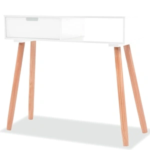 Конзолна маса, иглолистна дървесина масив, 80x30x72 cм, бяла