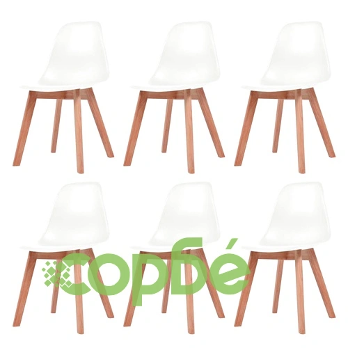 Трапезни столове, 6 бр, бели, пластмаса ➤ топ цена ➤ sorbe.bg
