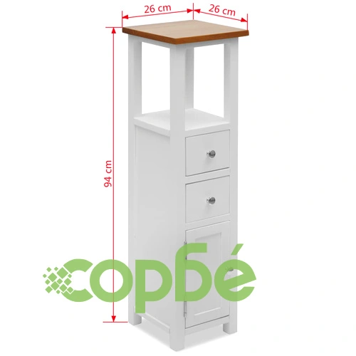 Висок шкаф с чекмеджета, 26x26x94 см, дъбов масив ➤ топ цена ➤ sorbe.bg