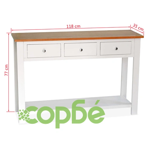 Конзолна маса, 118x35x77 см, дъбов масив ➤ топ цена ➤ sorbe.bg