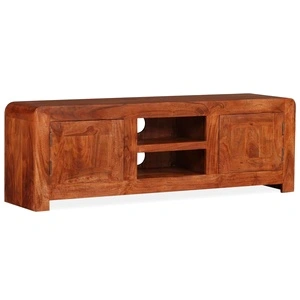 ТВ шкаф масивно дърво с меден финиш 120x30x40 см